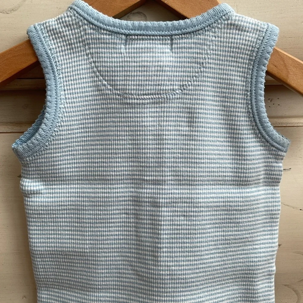RALPH LAUREN STRIPPED RIBBED COTTON ONE PIECE BODYSUIT